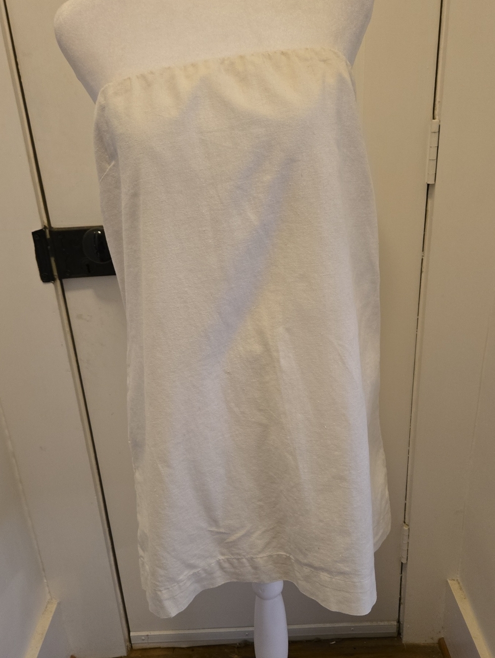Free People Cream Linen Cotton Blend Strapless Dress With Pockets Size L